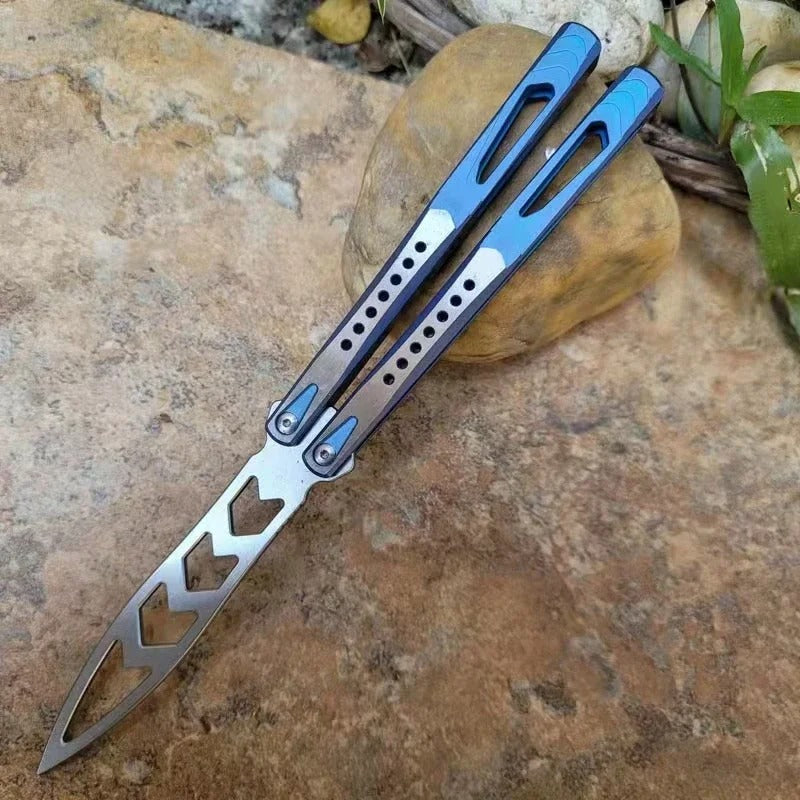 TheOne Archon Balisong Trainer Butterfly Training Knife Channel Titanium Handle D2 Blade Bushings System EDC Tools