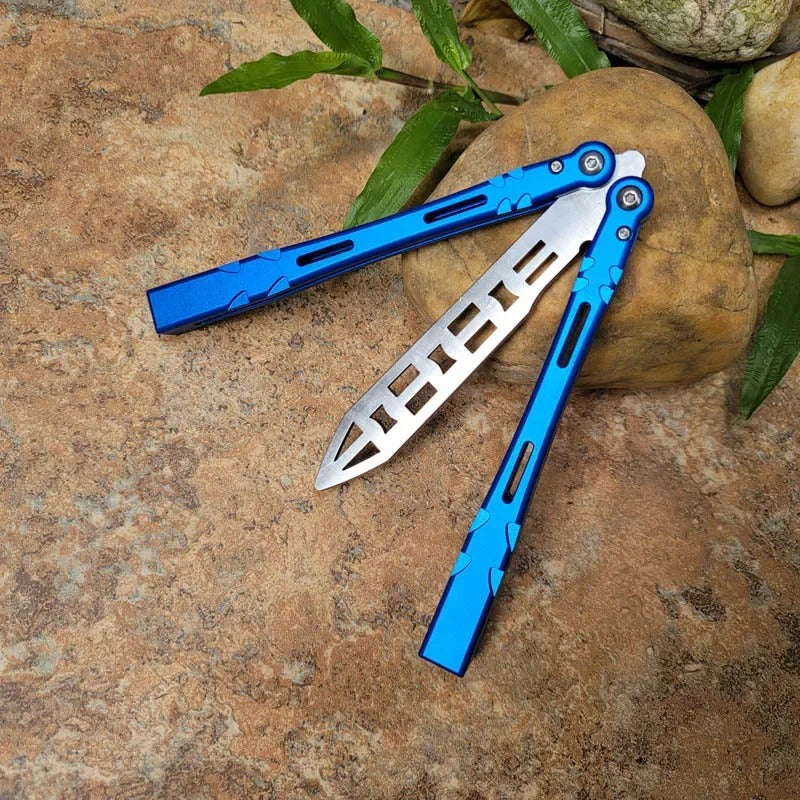 TheOne Aliens Butterfly Trainer Knife Balisong Aluminum Handle Bushing System Free-swinging Jilt EDC Knife