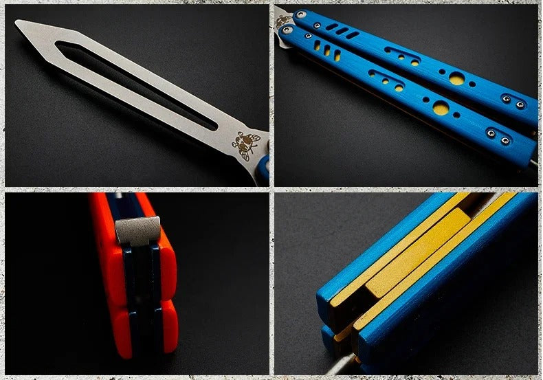 G10 Handle, Titanium Alloy Lining, Bushing System, Not Edged Butterfly Training Knife Self-Defense Folding Knife Balisong