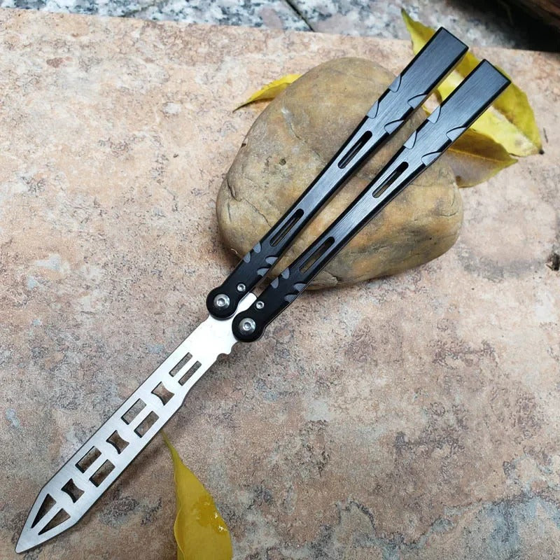 TheOne Aliens Butterfly Trainer Knife Balisong Aluminum Handle Bushing System Free-swinging Jilt EDC Knife