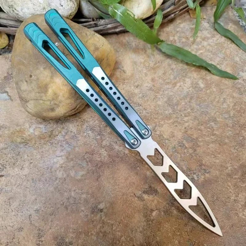 TheOne Archon Balisong Trainer Butterfly Training Knife Channel Titanium Handle D2 Blade Bushings System EDC Tools