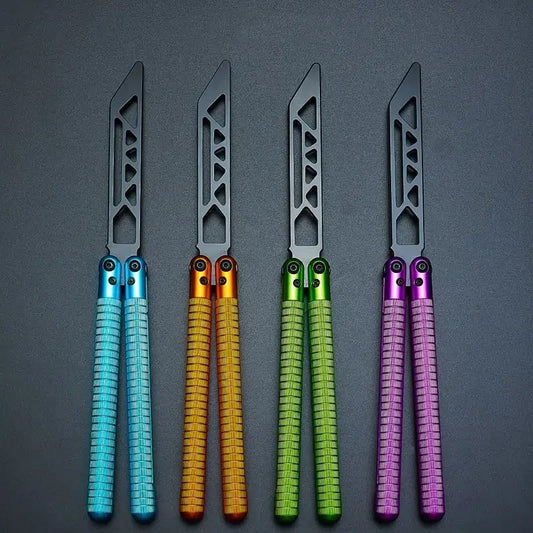 Kotlin Balisong Armed Shark Clone Glidr Sahara Balisong Trainer Special Round Channel Handles Butterfly Training Knife EDC Tools