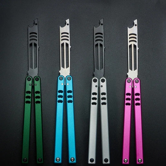 Kotlin Balisong Armed Shark Mako Bushing System Channel Handle Flipper Balisong Butterfly Training Knife