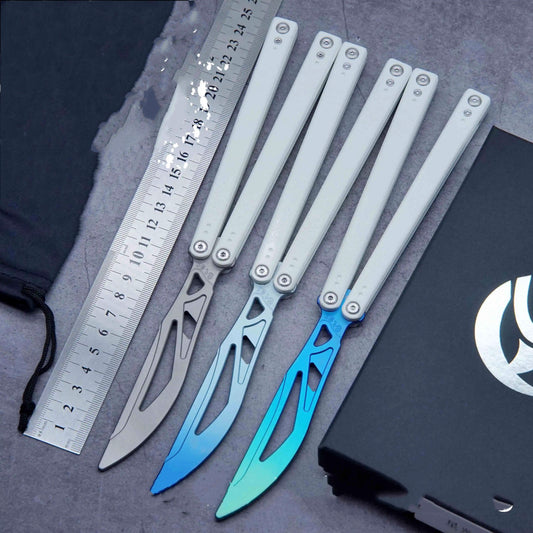 Star Star Butterfly Knife Crown Absolute Sky balisong dyed G10 handle Titanium practice blade toy knife not opened