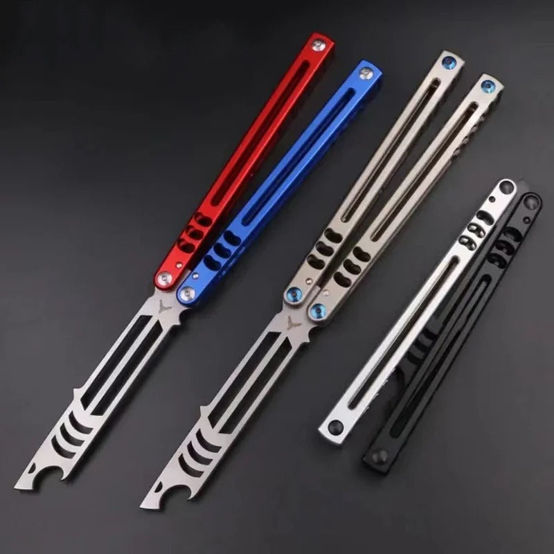 Squid Industries Madko Clone Balisong Trainer Bottle Opener Butterfly Training Knife 7075 Aluminum Channel Handles EDC Tools