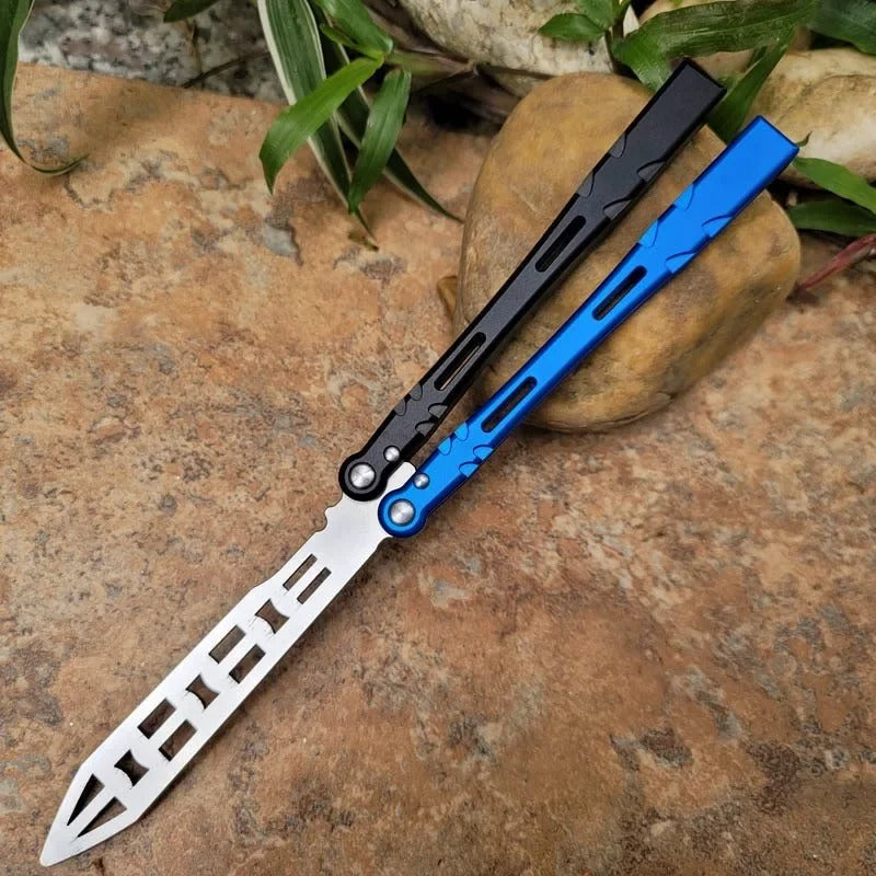 TheOne Aliens Butterfly Trainer Knife Balisong Aluminum Handle Bushing System Free-swinging Jilt EDC Knife