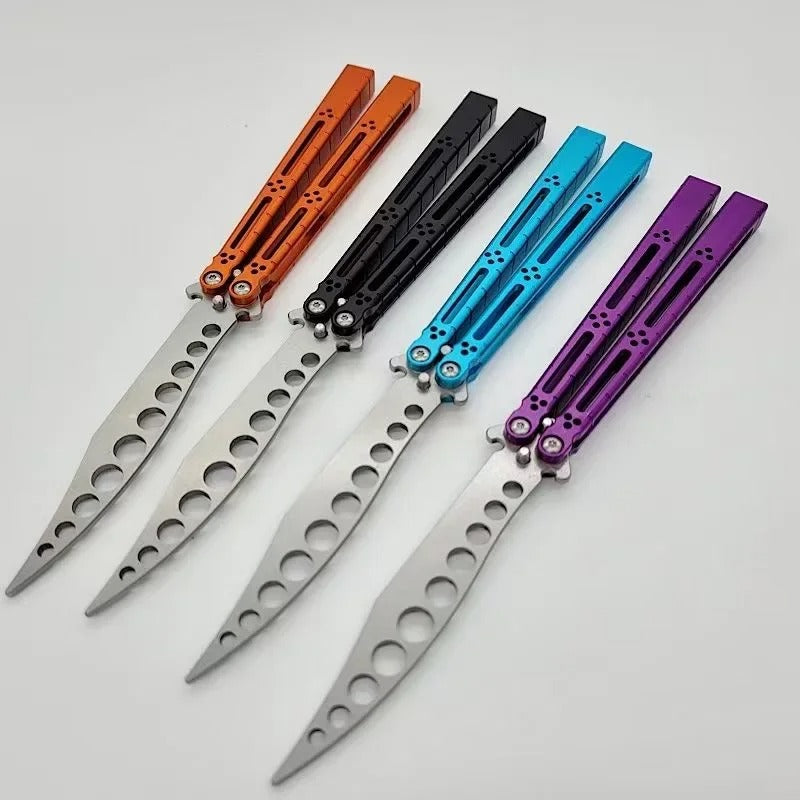 TheOne Aluminum Basilisk Balisong Clone HOM Design Butterfly Knife 7075 Aluminum Channel Handle Tang Pins Bushing EDC Hand Tool