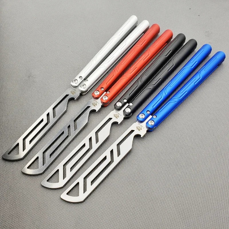 TheOne Balisong Trainer Corkscrew Bushing System Aluminum Round Handle Free-swinging Butterfly Training Knife EDC Tool