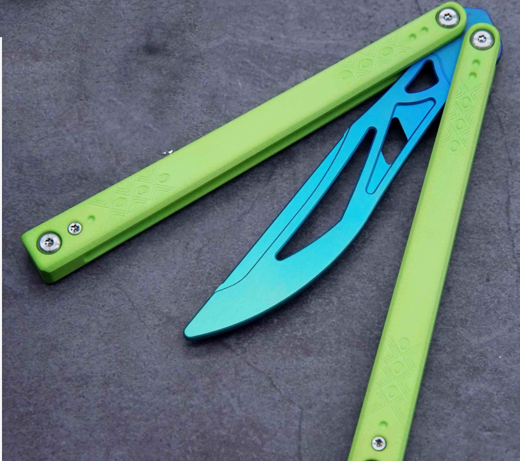 Star Star Butterfly Knife Crown Absolute Sky balisong dyed G10 handle Titanium practice blade toy knife not opened