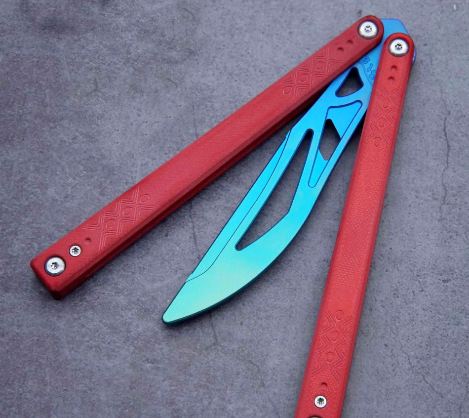 Star Star Butterfly Knife Crown Absolute Sky balisong dyed G10 handle Titanium practice blade toy knife not opened