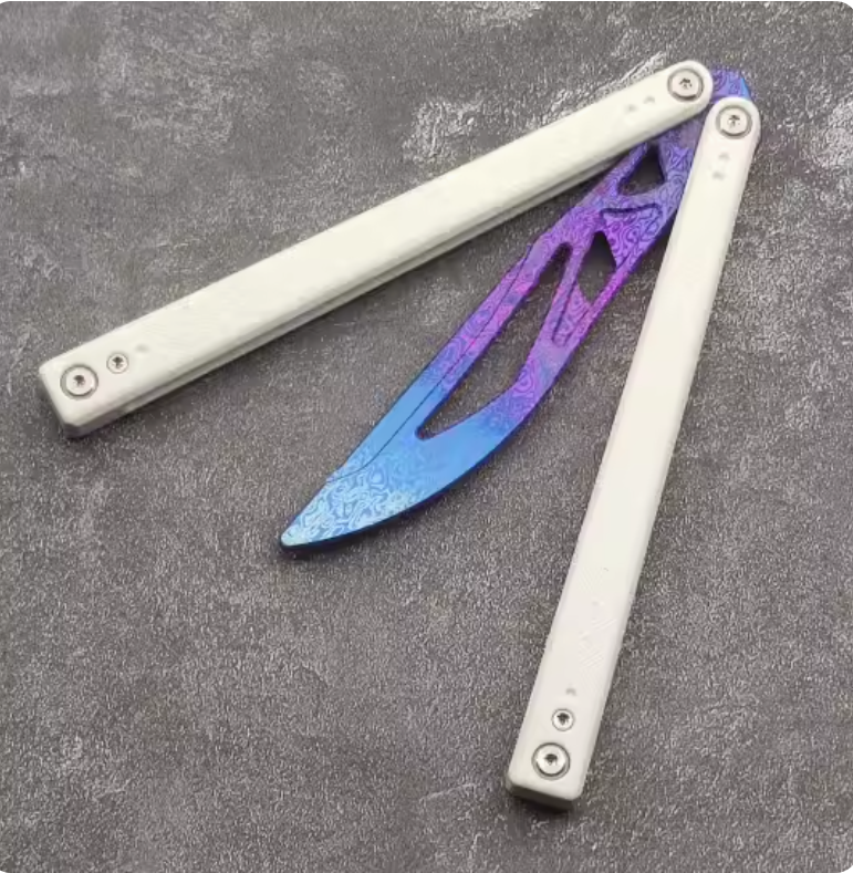 Star Star Butterfly Knife Crown Absolute Sky balisong dyed G10 handle Titanium practice blade toy knife not opened