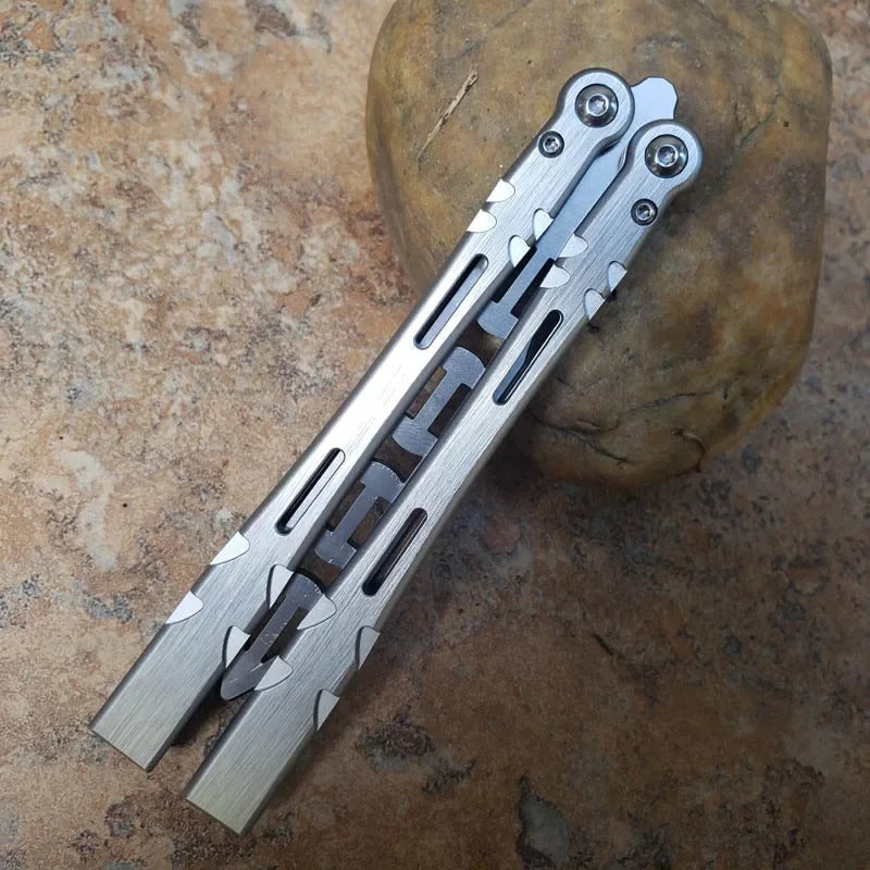 TheOne Aliens Butterfly Trainer Knife Balisong Aluminum Handle Bushing System Free-swinging Jilt EDC Knife