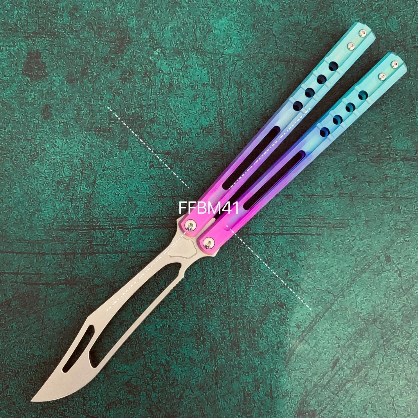 JK Design Orca TheOne Clone EDC Balisong Trainer Titanium Sandwich Handle Butterfly Training Knife Folding Knife Jackknife