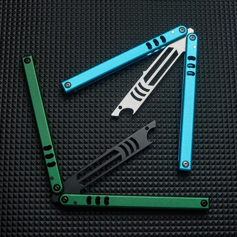 Kotlin Balisong Armed Shark Mako Bushing System Channel Handle Flipper Balisong Butterfly Training Knife