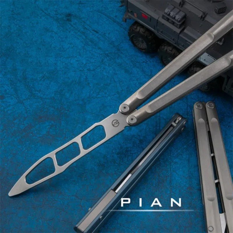 Maxace PIAN Balisong Trainer EDC Titanium Alloy Handles M390 Blade Butterfly Training Knife