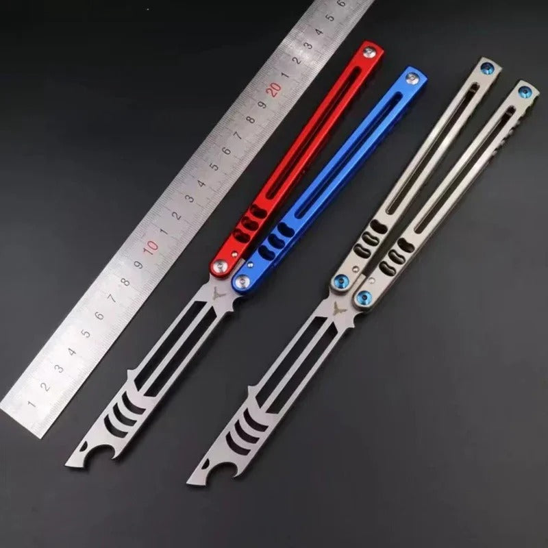 Squid Industries Madko Clone Balisong Trainer Bottle Opener Butterfly Training Knife 7075 Aluminum Channel Handles EDC Tools