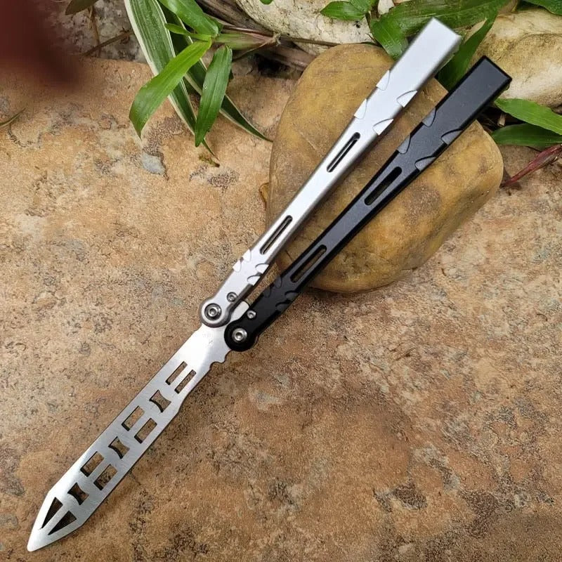 TheOne Aliens Butterfly Trainer Knife Balisong Aluminum Handle Bushing System Free-swinging Jilt EDC Knife