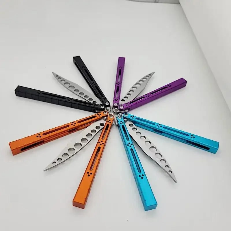 TheOne Aluminum Basilisk Balisong Clone HOM Design Butterfly Knife 7075 Aluminum Channel Handle Tang Pins Bushing EDC Hand Tool