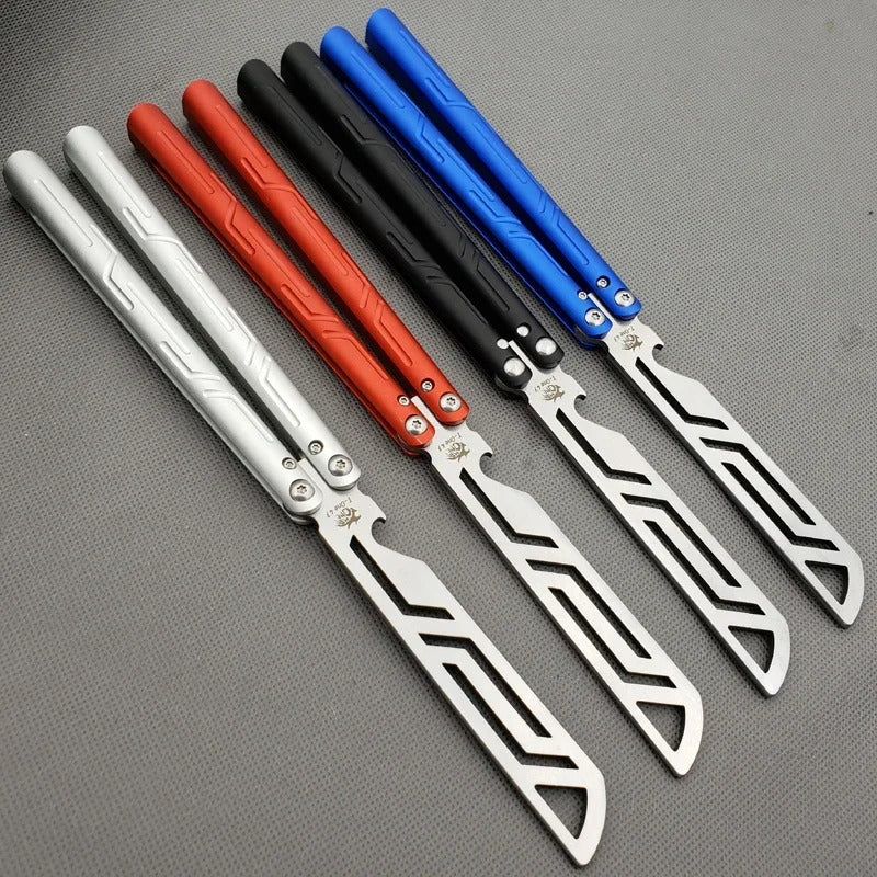 TheOne Balisong Trainer Corkscrew Bushing System Aluminum Round Handle Free-swinging Butterfly Training Knife EDC Tool