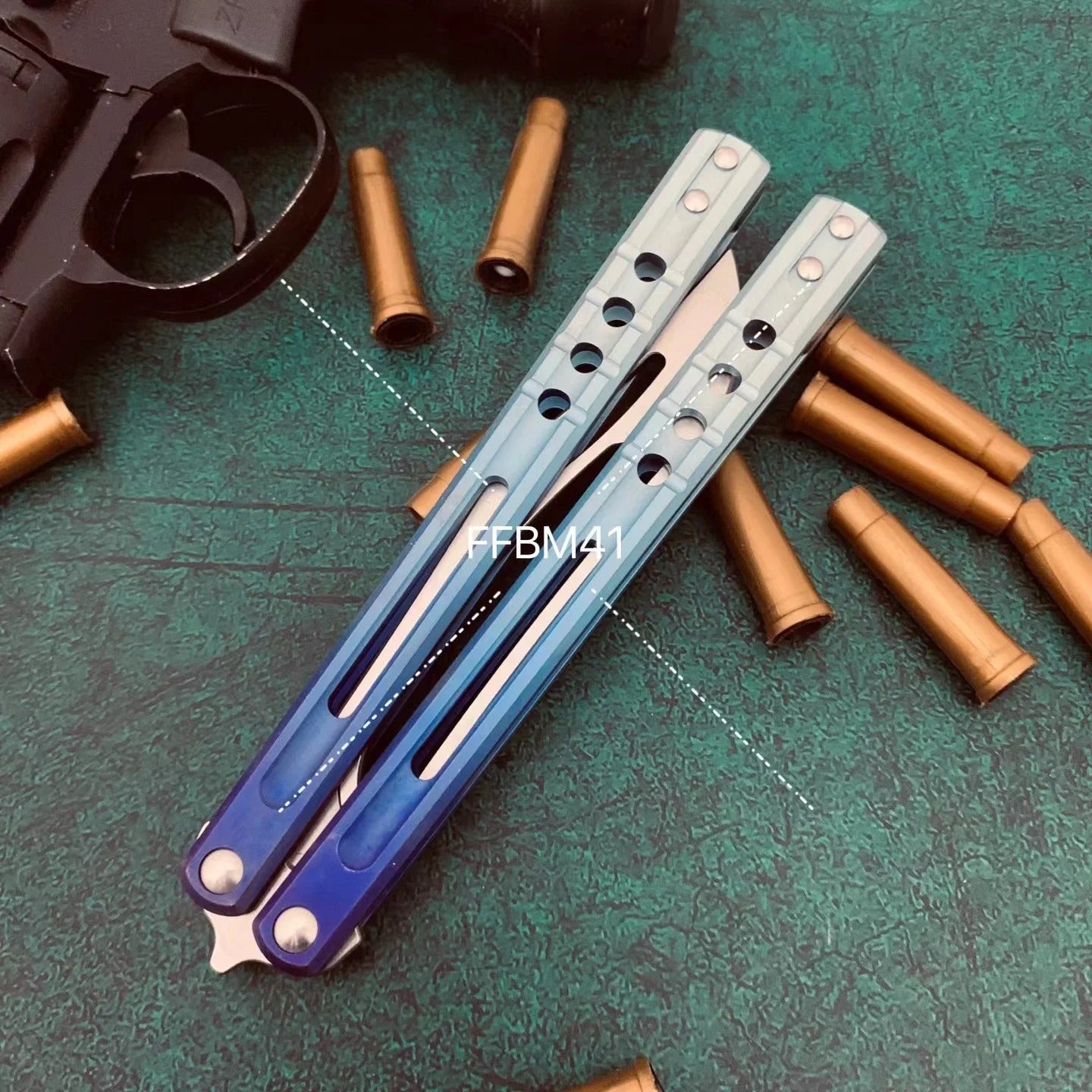 JK Design Orca TheOne Clone EDC Balisong Trainer Titanium Sandwich Handle Butterfly Training Knife Folding Knife Jackknife