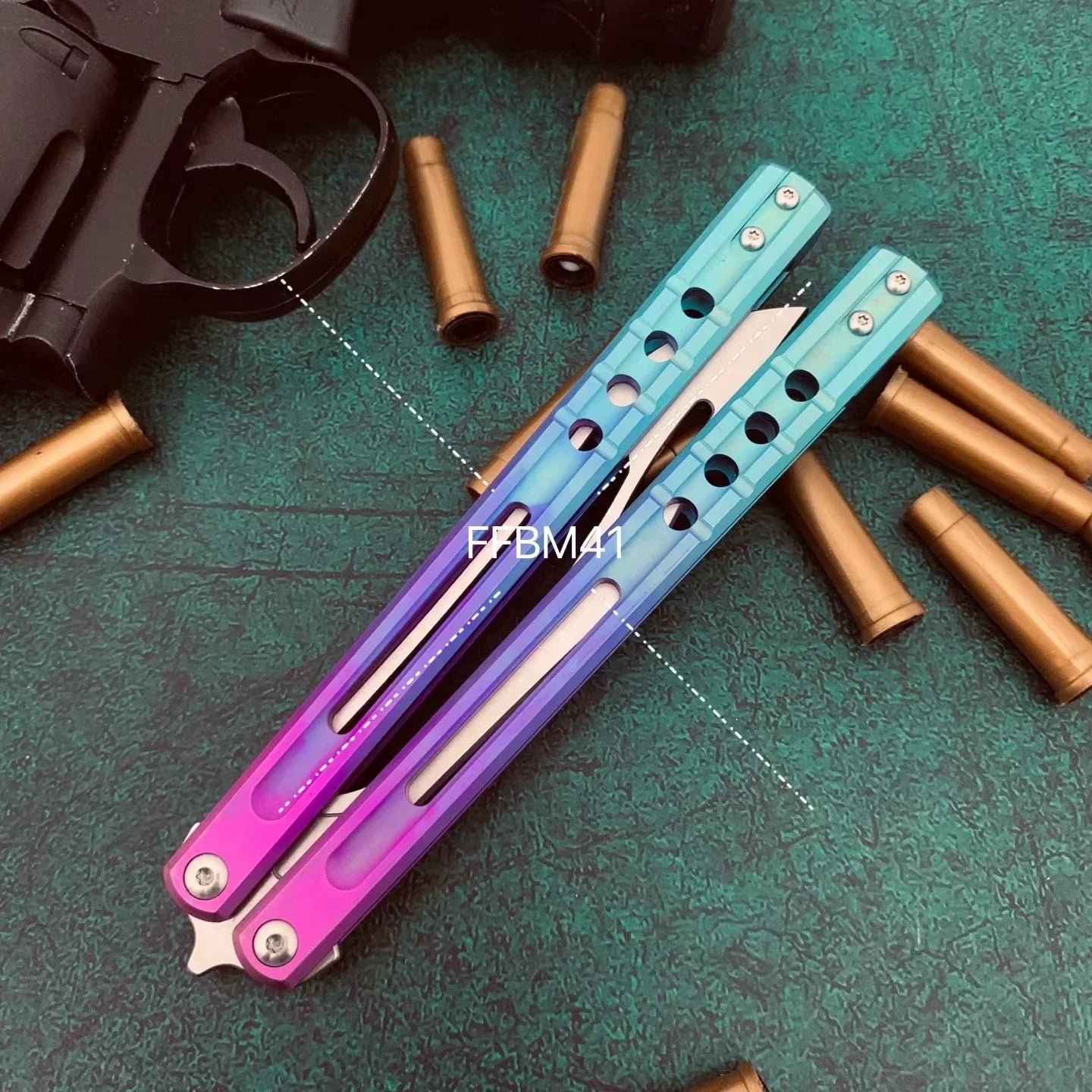 JK Design Orca TheOne Clone EDC Balisong Trainer Titanium Sandwich Handle Butterfly Training Knife Folding Knife Jackknife