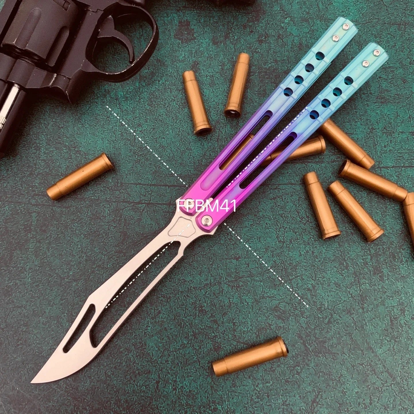 JK Design Orca TheOne Clone EDC Balisong Trainer Titanium Sandwich Handle Butterfly Training Knife Folding Knife Jackknife