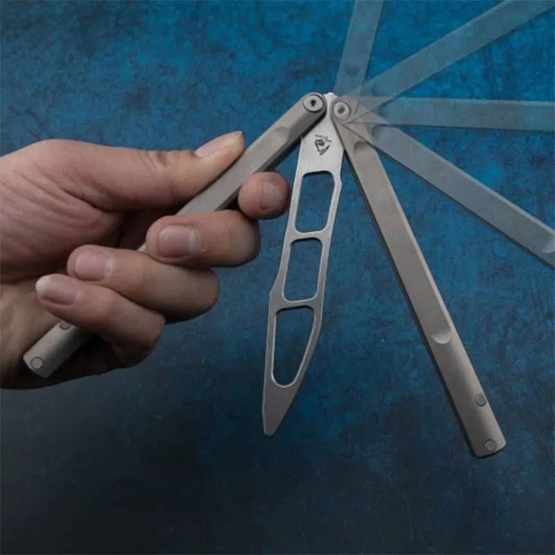 Maxace PIAN Balisong Trainer EDC Titanium Alloy Handles M390 Blade Butterfly Training Knife