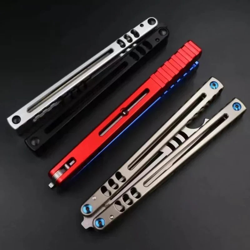 Squid Industries Madko Clone Balisong Trainer Bottle Opener Butterfly Training Knife 7075 Aluminum Channel Handles EDC Tools