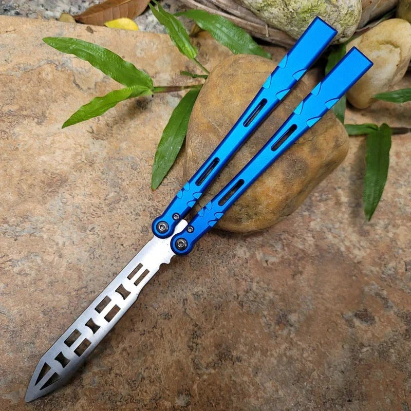 TheOne Aliens Butterfly Trainer Knife Balisong Aluminum Handle Bushing System Free-swinging Jilt EDC Knife