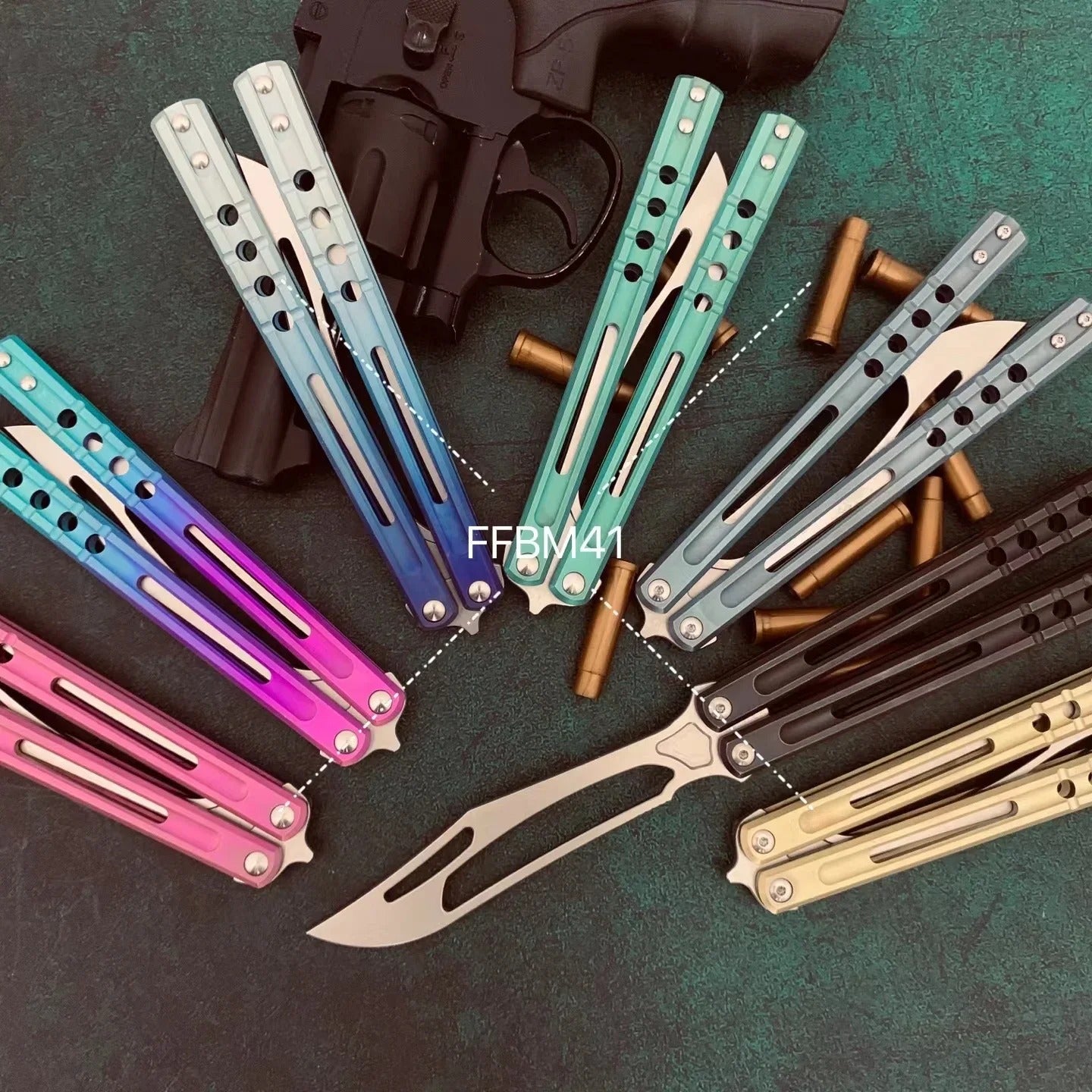 JK Design Orca TheOne Clone EDC Balisong Trainer Titanium Sandwich Handle Butterfly Training Knife Folding Knife Jackknife