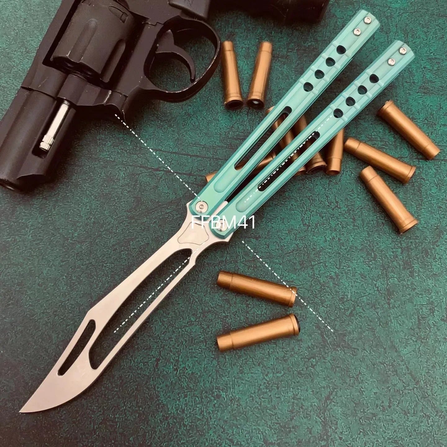 JK Design Orca TheOne Clone EDC Balisong Trainer Titanium Sandwich Handle Butterfly Training Knife Folding Knife Jackknife