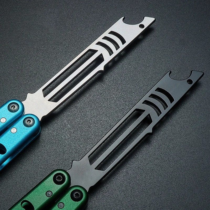 Kotlin Balisong Armed Shark Mako Bushing System Channel Handle Flipper Balisong Butterfly Training Knife