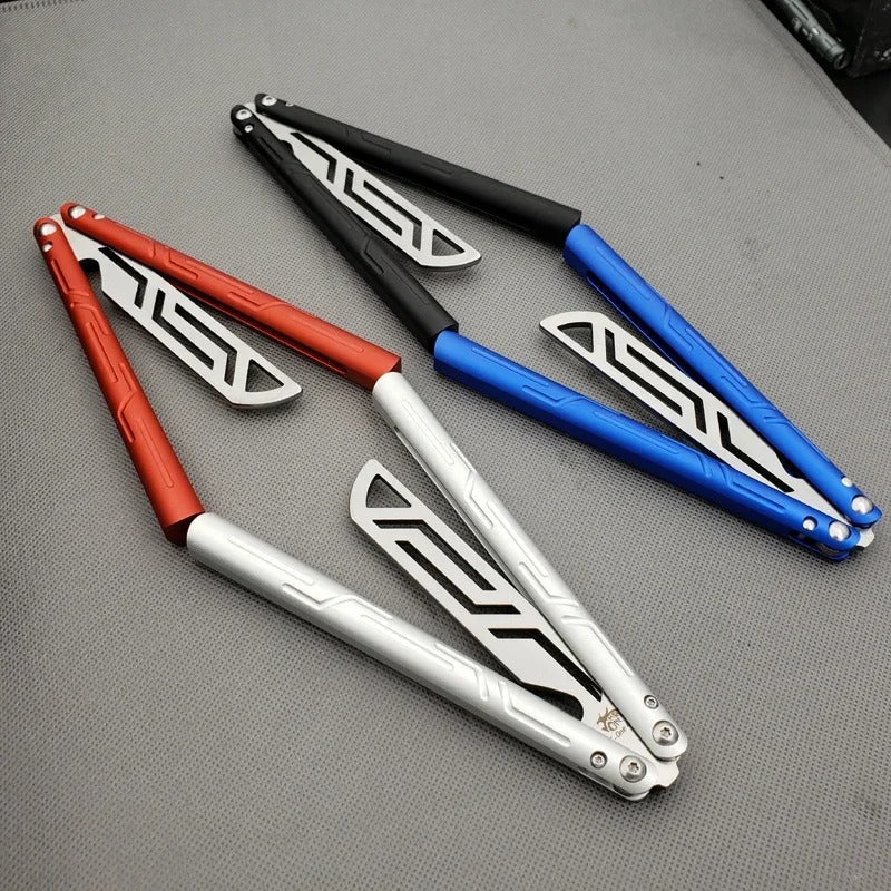 TheOne Balisong Trainer Corkscrew Bushing System Aluminum Round Handle Free-swinging Butterfly Training Knife EDC Tool