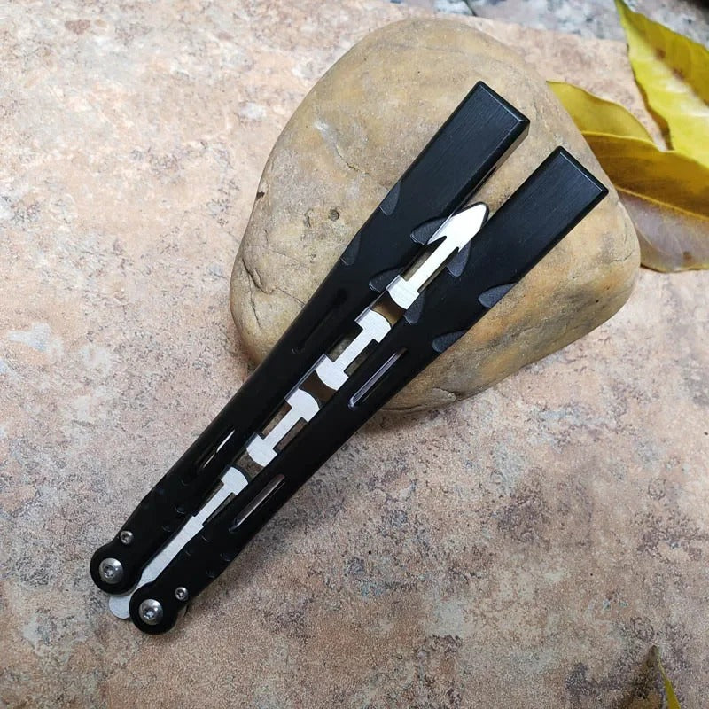 TheOne Aliens Butterfly Trainer Knife Balisong Aluminum Handle Bushing System Free-swinging Jilt EDC Knife