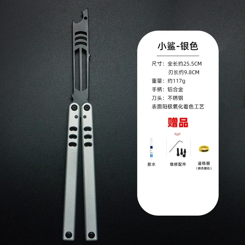 Kotlin Balisong Armed Shark Mako Bushing System Channel Handle Flipper Balisong Butterfly Training Knife