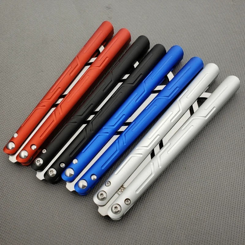 TheOne Balisong Trainer Corkscrew Bushing System Aluminum Round Handle Free-swinging Butterfly Training Knife EDC Tool