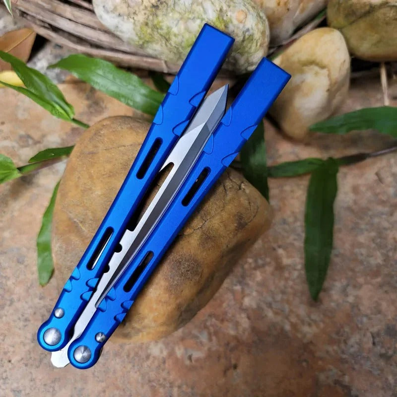 TheOne Aliens Butterfly Trainer Knife Balisong Aluminum Handle Bushing System Free-swinging Jilt EDC Knife