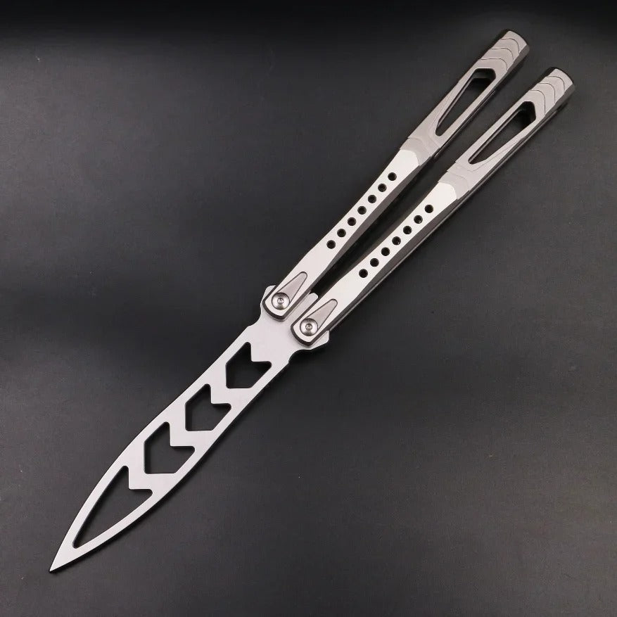 TheOne Archon Balisong Trainer Butterfly Training Knife Channel Titanium Handle D2 Blade Bushings System EDC Tools