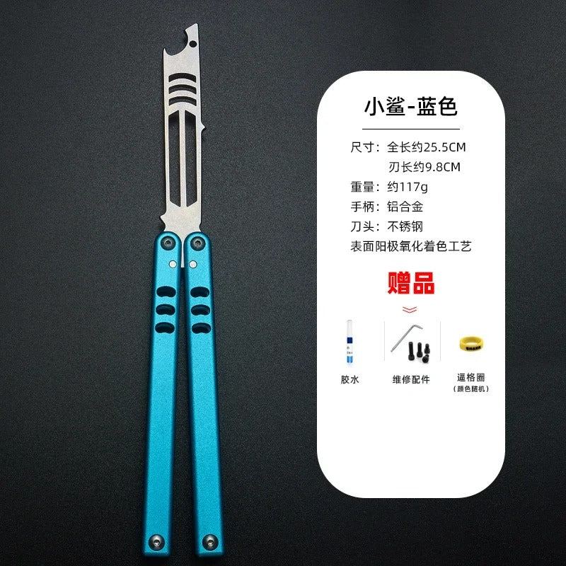 Kotlin Balisong Armed Shark Mako Bushing System Channel Handle Flipper Balisong Butterfly Training Knife