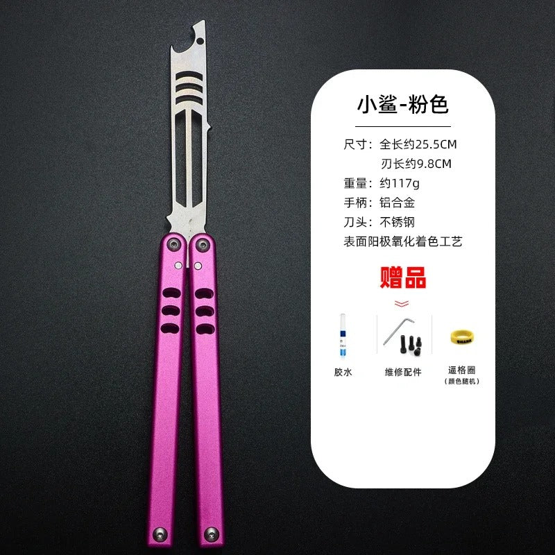 Kotlin Balisong Armed Shark Mako Bushing System Channel Handle Flipper Balisong Butterfly Training Knife